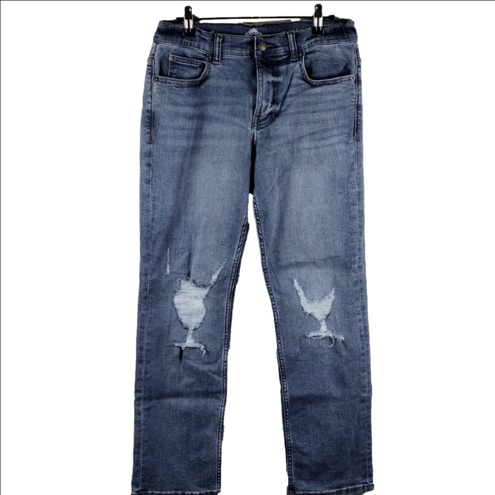 Thereabouts Blue Light Wash Distressed Mid Rise Adjustable Waistband Denim Jean